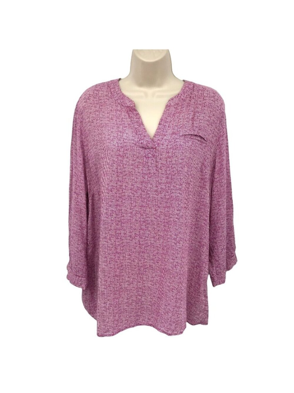 Anne Carson Womens Purple Textured Rayon Tunic Top Size XL